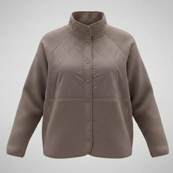 GapFit Women's Fleece Sherpa Button-Down Jacket NWT - Picture 2 of 6